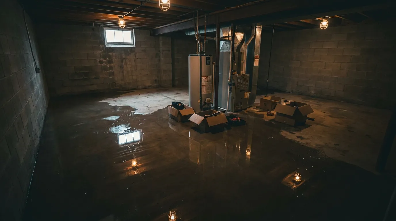 Realistic visualization representing basement flooded how do i dry out my water heater