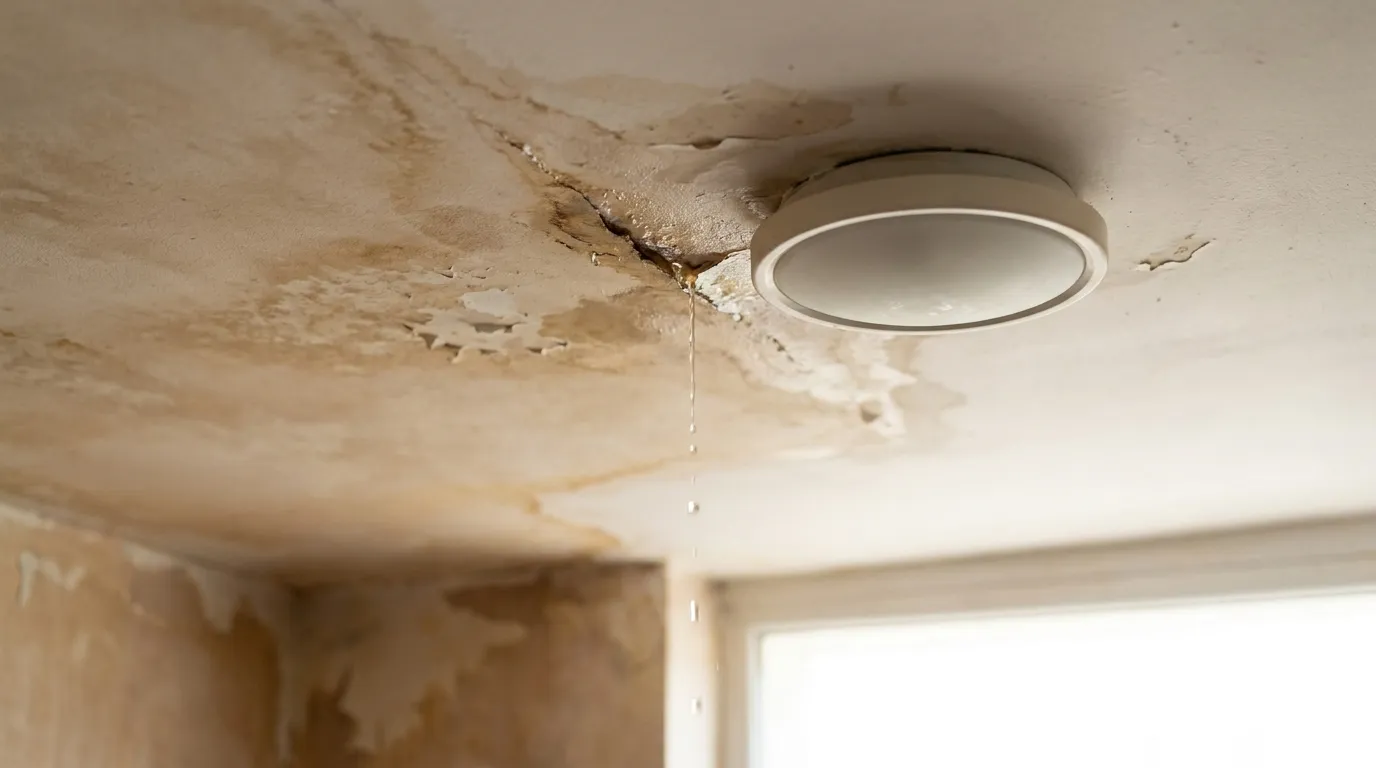 Realistic visualization representing can a leaky roof cause an electrical fire
