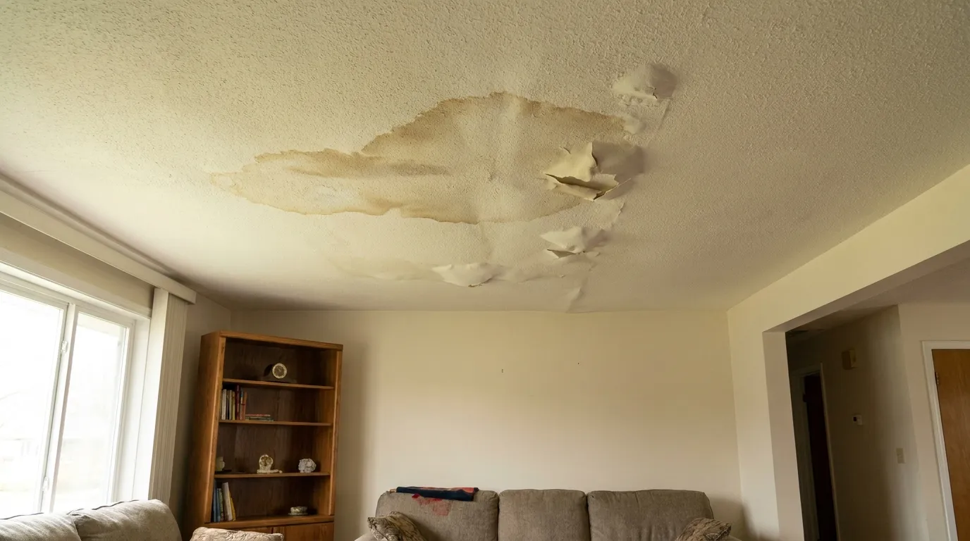 Realistic visualization representing how to handle water bubbles in your ceiling