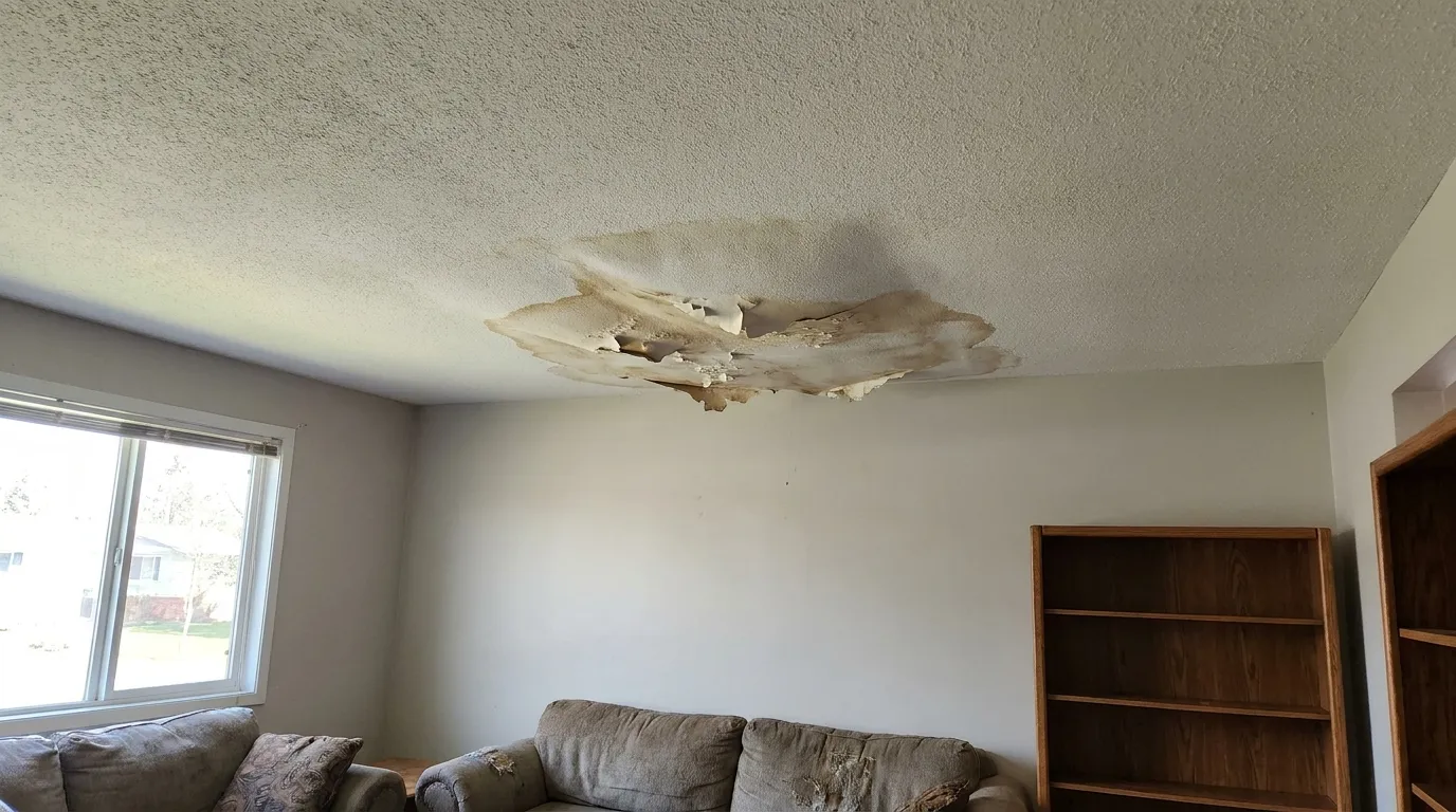 Realistic visualization representing how to repair water bubble in wall paint