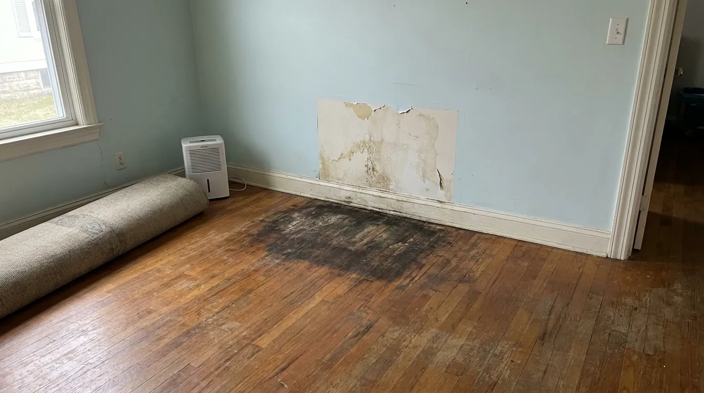 Realistic visualization representing musty smell after water leak