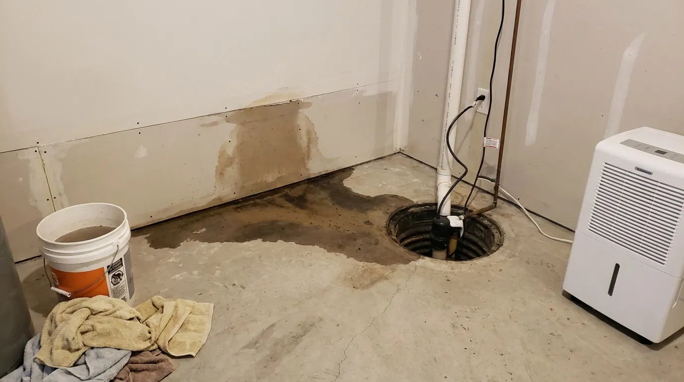 Realistic visualization representing sump pump issues who to call