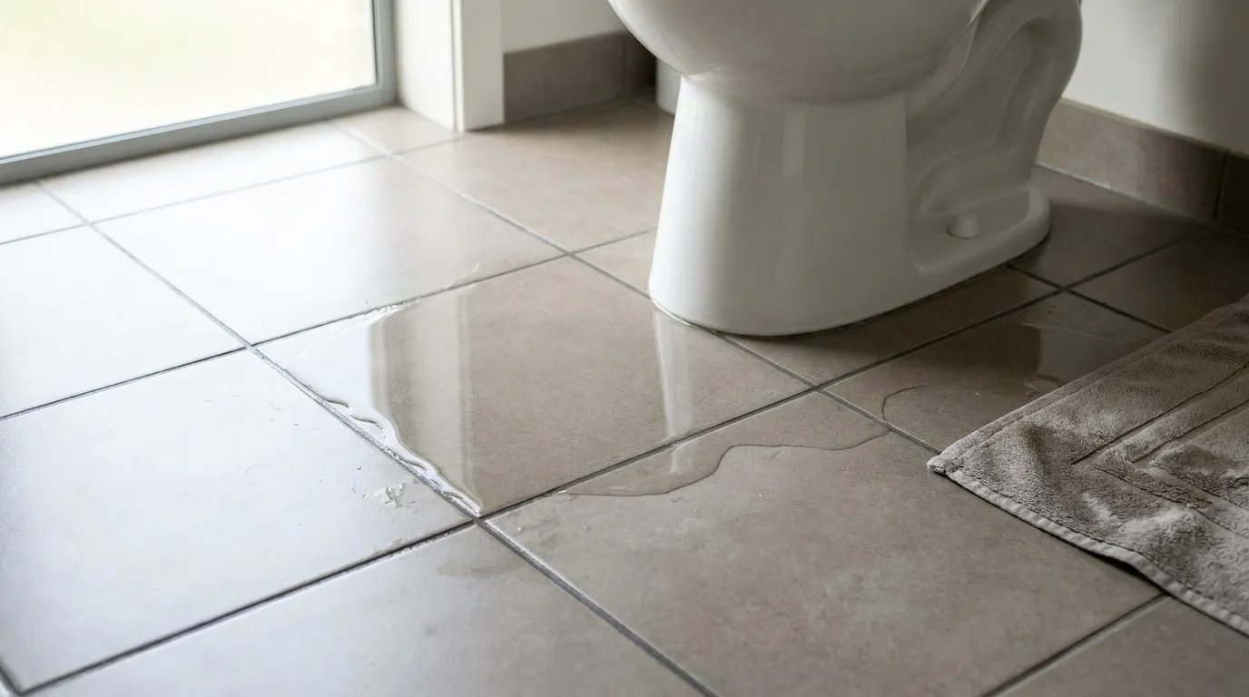 Realistic visualization representing toilet fill valve stuck
