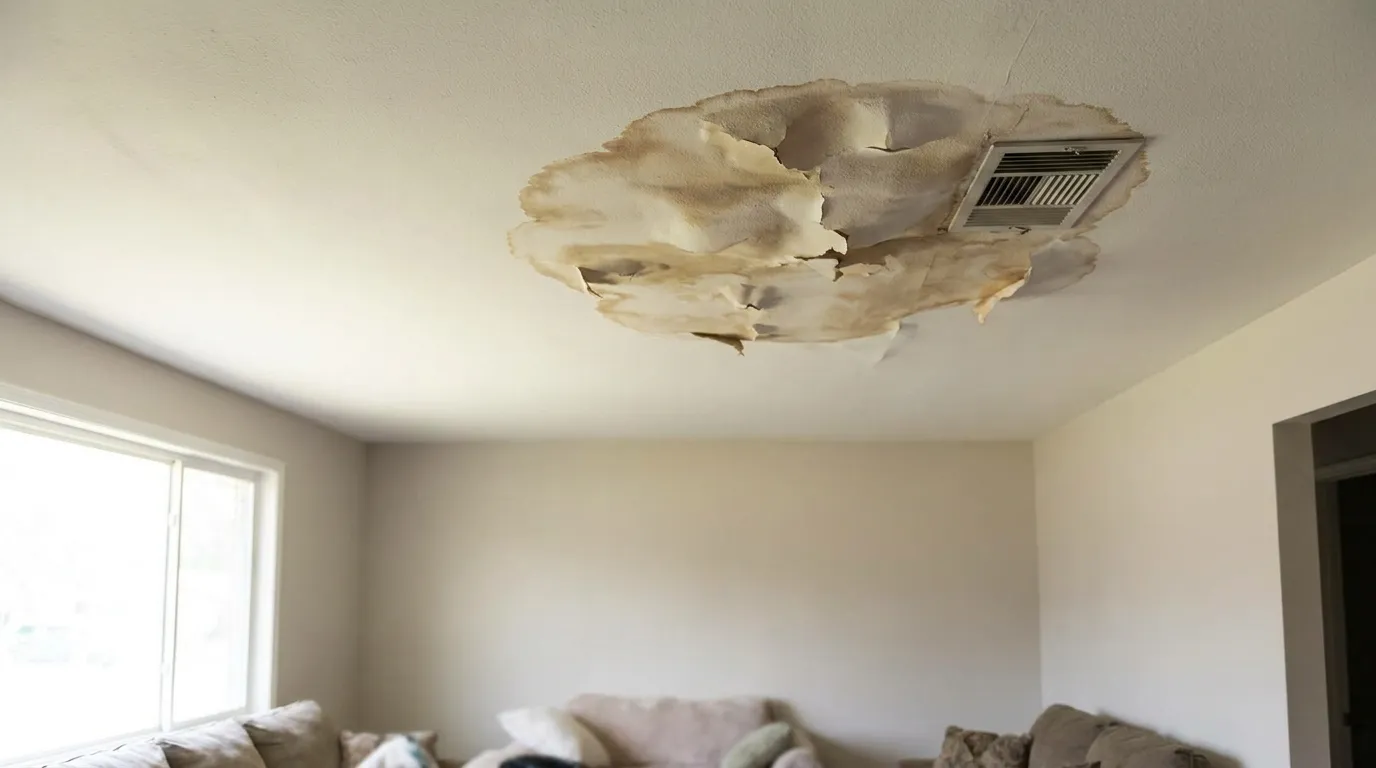 Realistic visualization representing water leaking from ceiling vent