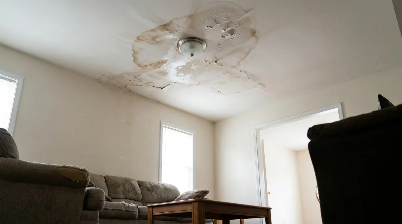 Realistic visualization representing what to do with water damaged ceiling light